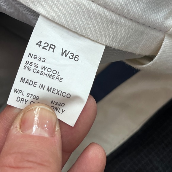 Nautica Mens Wool Cashmere Suit 42R W36 Charcoal Grey 3-Button Pleated Lord Tayl - Picture 5 of 16